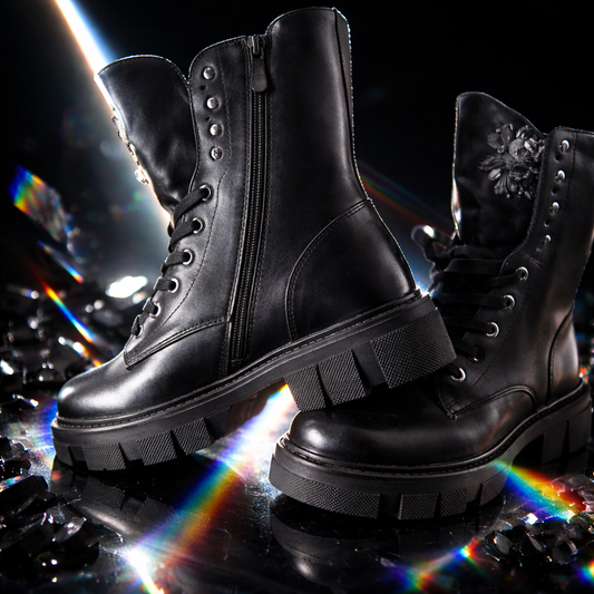 Damen kurze Stiefeletten / Boots in klassischem Schwarz 7592
