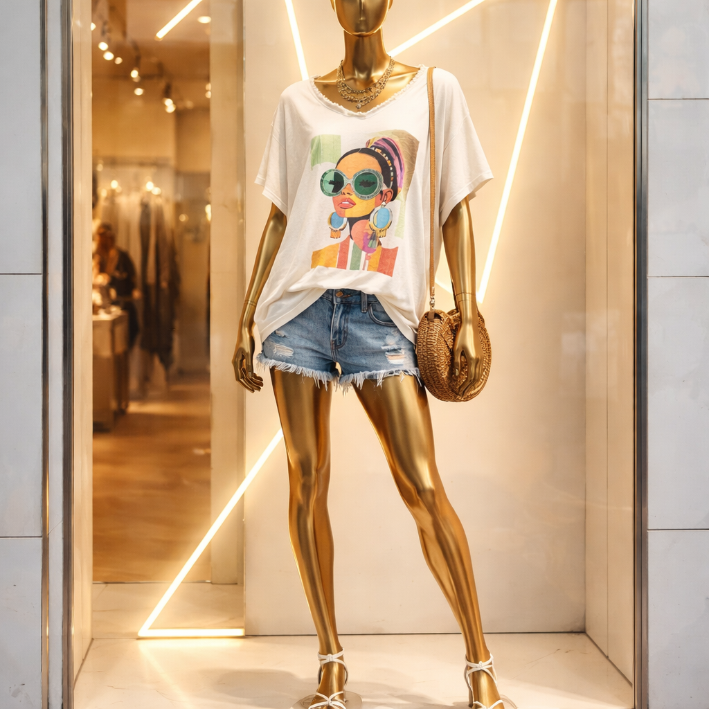Modisches Damen-T-Shirt mit glamourösen Details # 25
