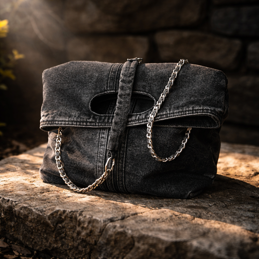 Schwarze Jeans-Handtasche 2619