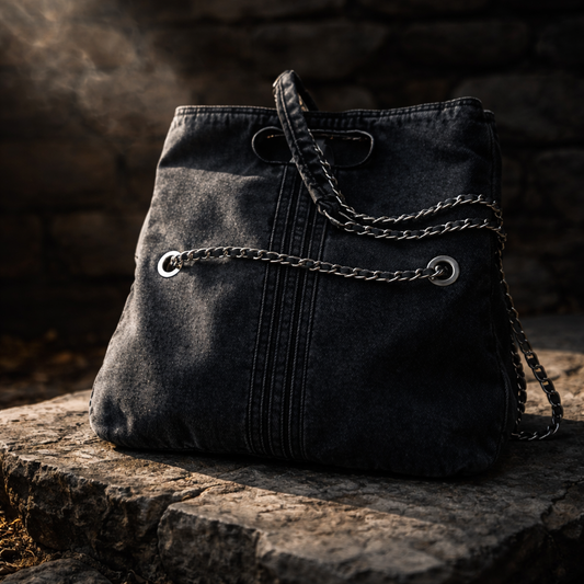 Schwarze Jeans-Handtasche 2619