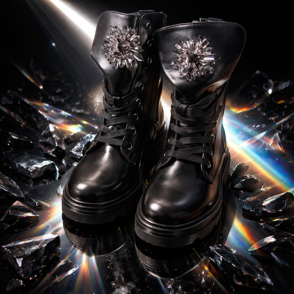 Damen kurze Stiefeletten / Boots in klassischem Schwarz 7592