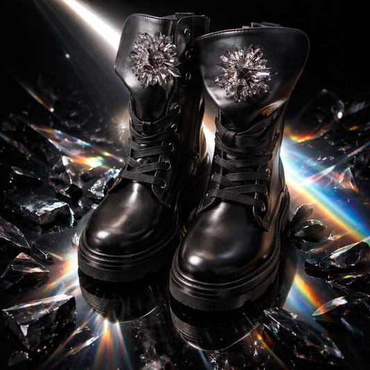 Damen kurze Stiefeletten / Boots in klassischem Schwarz 7592